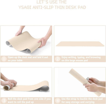 Schreibtischunterlage Mauspad Leder Büro 80x40cm Beige Wildleder