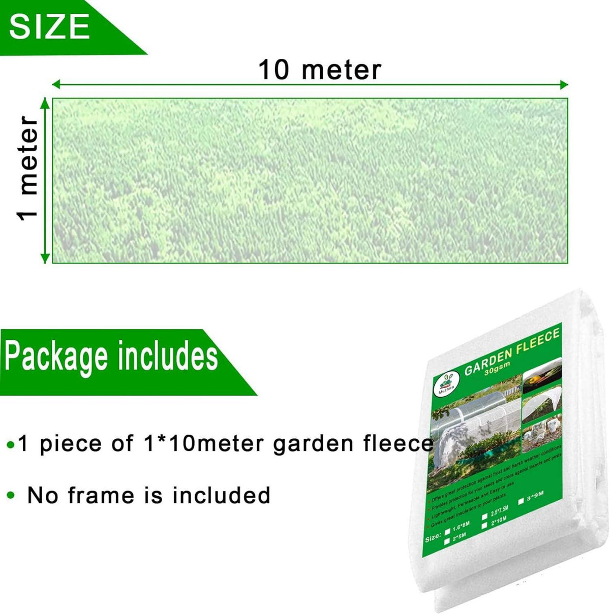 Wintervlies für Pflanzen Frostschutz 17g/m² 1m x 10m Gartenvlies für Wetterfest