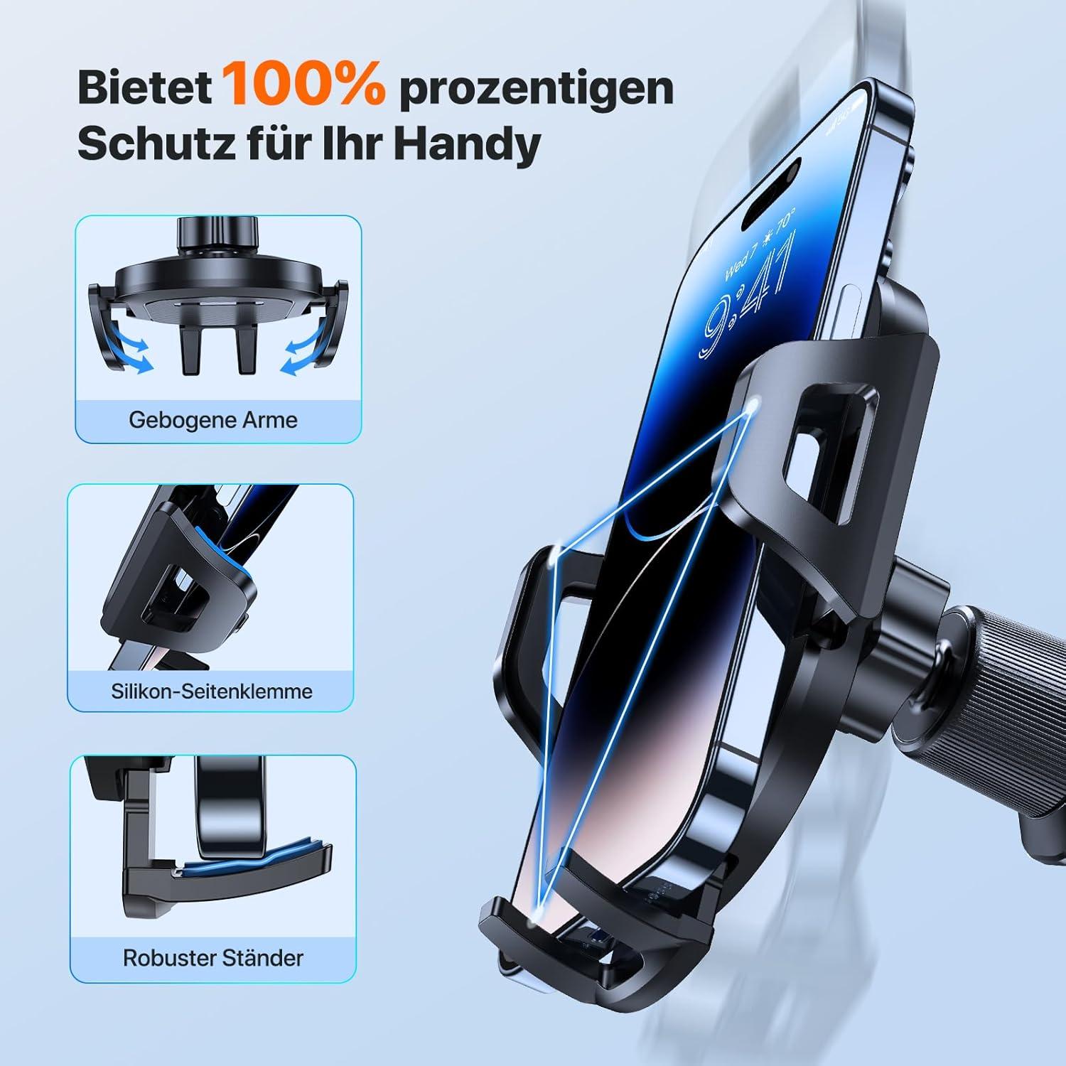 Auto Handyhalterung mit super stabilem Saugnapf für Armaturenbrett und Windschutzscheibe
