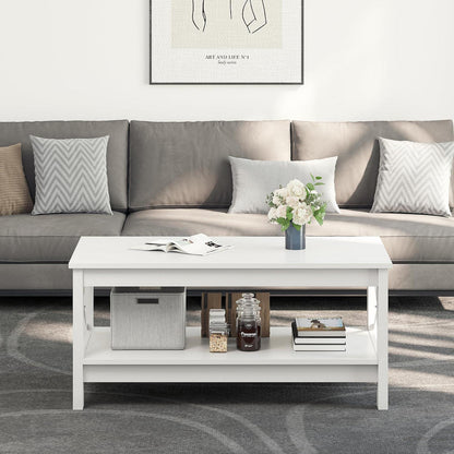 2-stöckiger Couchtisch Holz Rechteckig Weiß