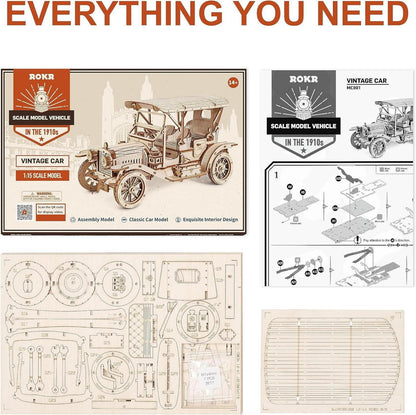 3D Puzzle Holzbausatz Erwachsene Vintage Oldtimer Auto Modellbau