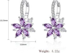 Kleine Blumen Creolen Ohrringe mit Zirkonia, Silber Damen