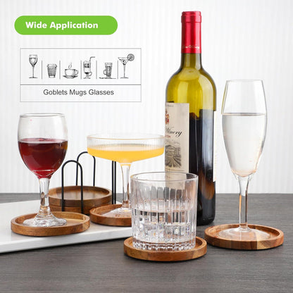 Holz Untersetzer 6er Set Akazienhalter Glas Getränke Tassen Glasuntersetzer