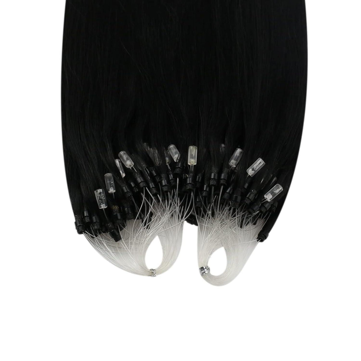 Schwarz 50cm Echthaar Micro Ring Extensions - Haarverlängerung