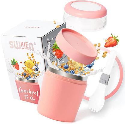 Swkien Isolierter Edelstahl Joghurtbecher to go Pink 750ml