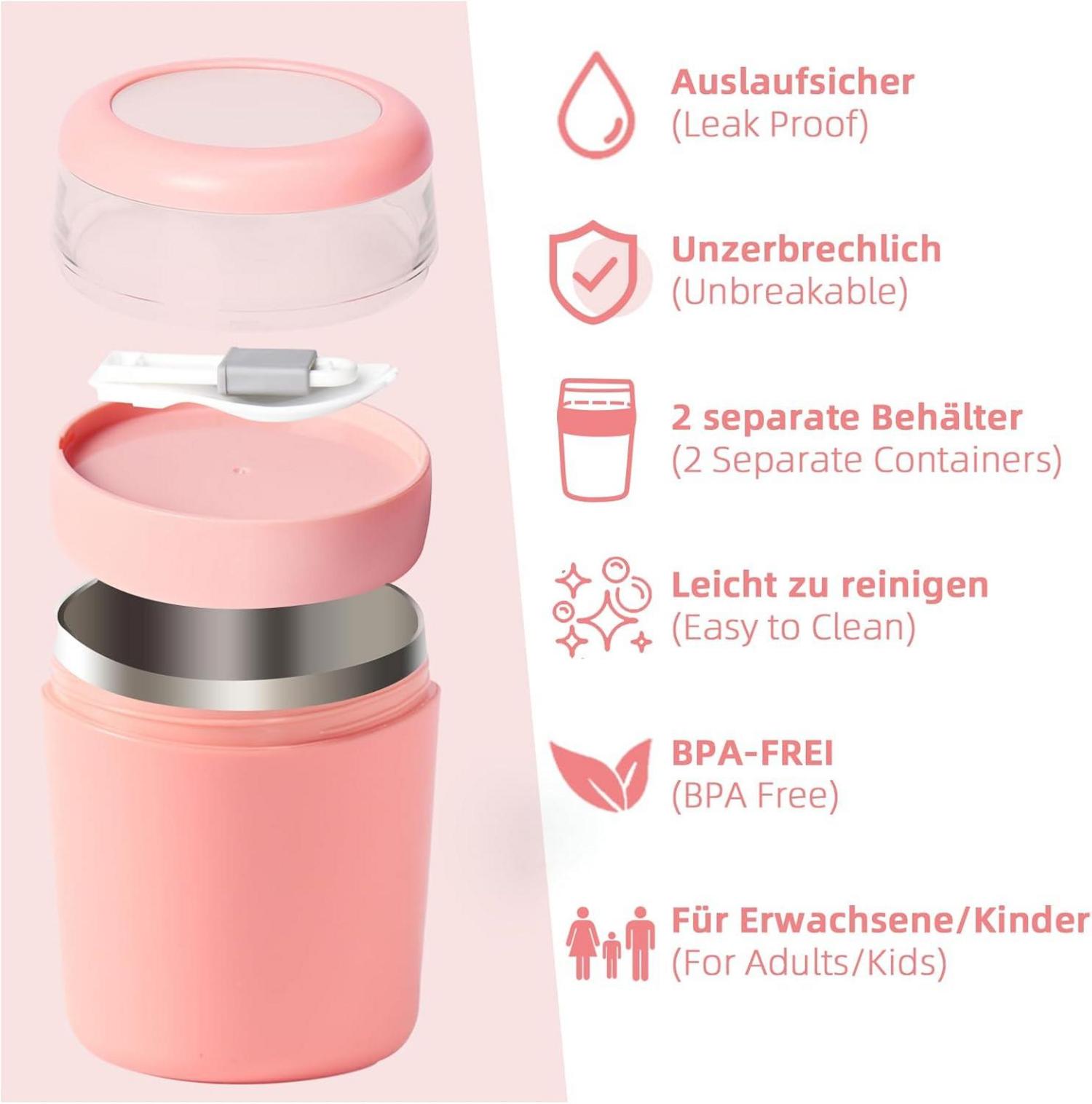 Isolierter Edelstahl Joghurtbecher to go