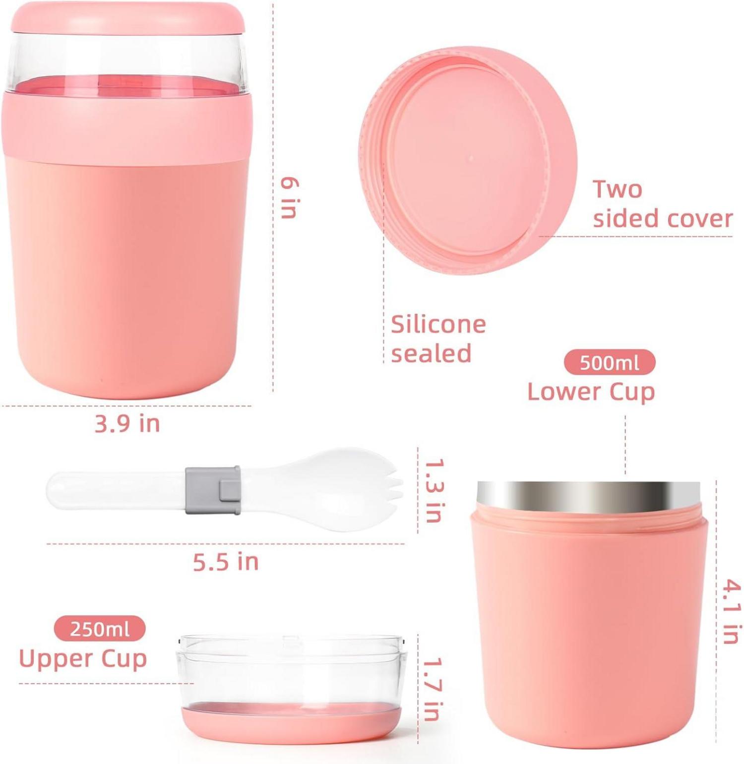 Swkien Isolierter Edelstahl Joghurtbecher to go Pink 750ml