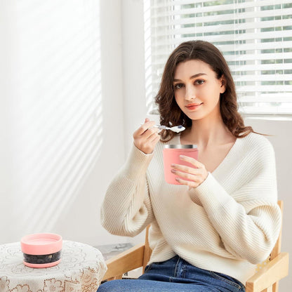 Isolierter Joghurtbecher Edelstahl to go groß Pink 750ml Spülmaschinenfest