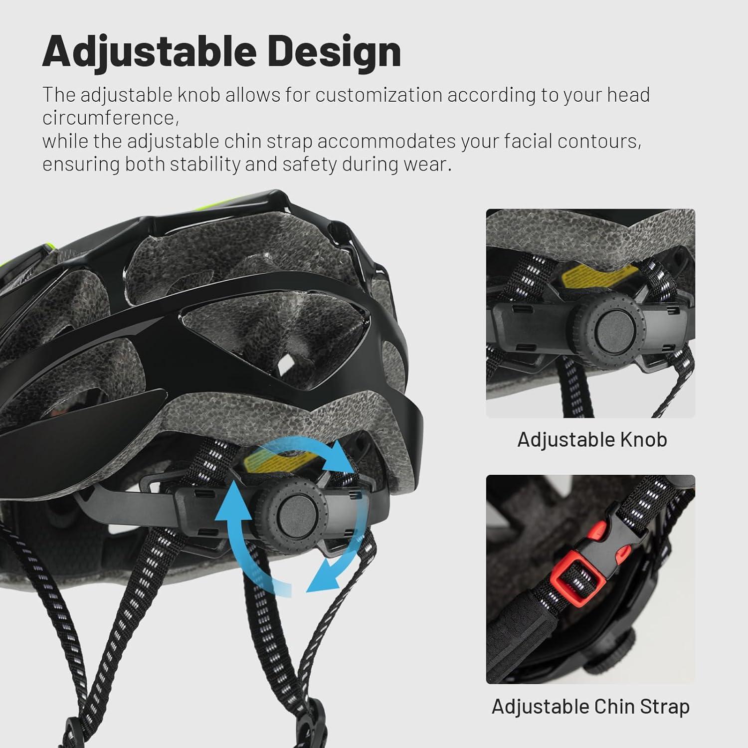 Favoto Fahrradhelm Erwachsene Abnehmbarer Innenfutter Verstellbar Schwarz-Grün
