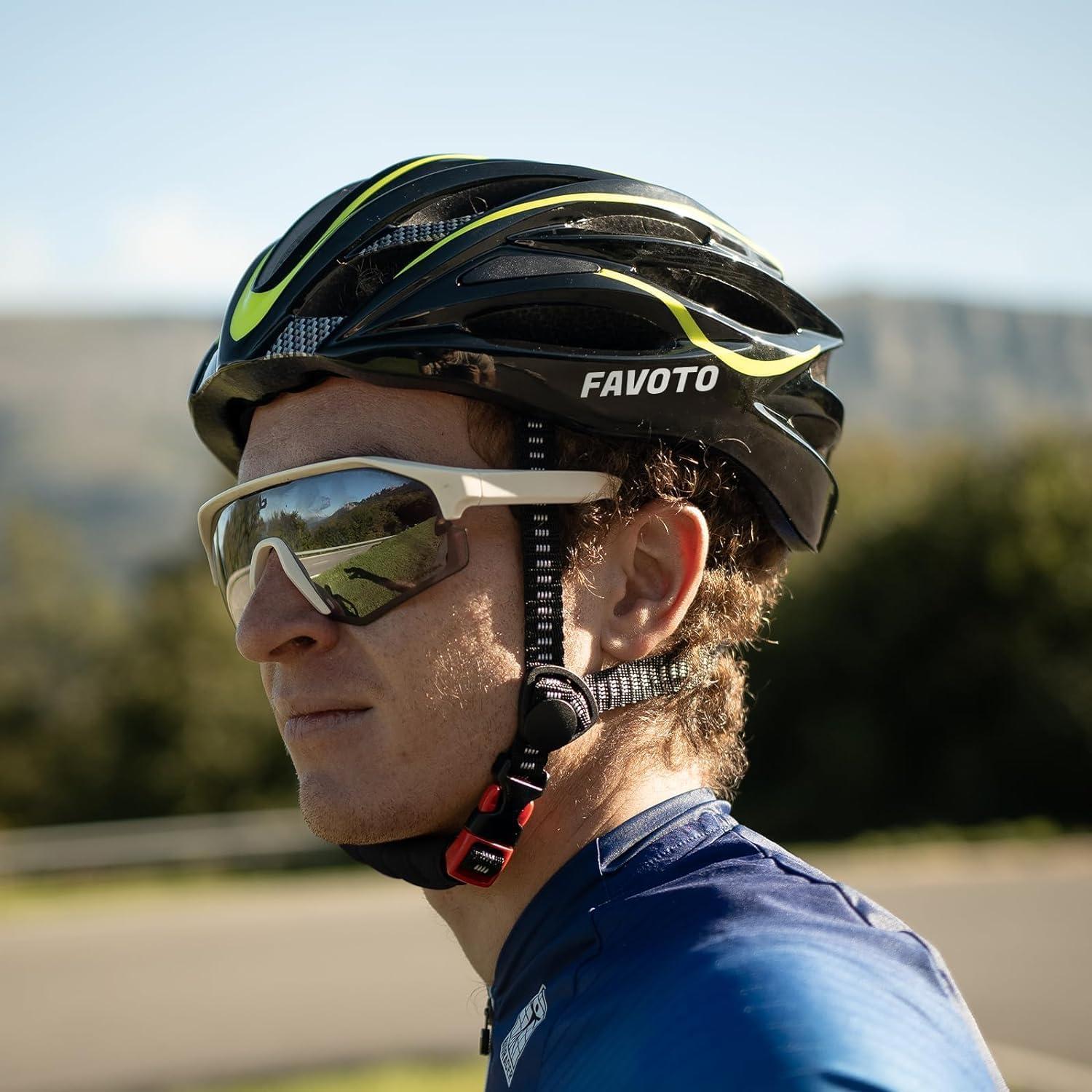 Favoto Fahrradhelm Erwachsene Abnehmbarer Innenfutter Verstellbar Schwarz-Grün