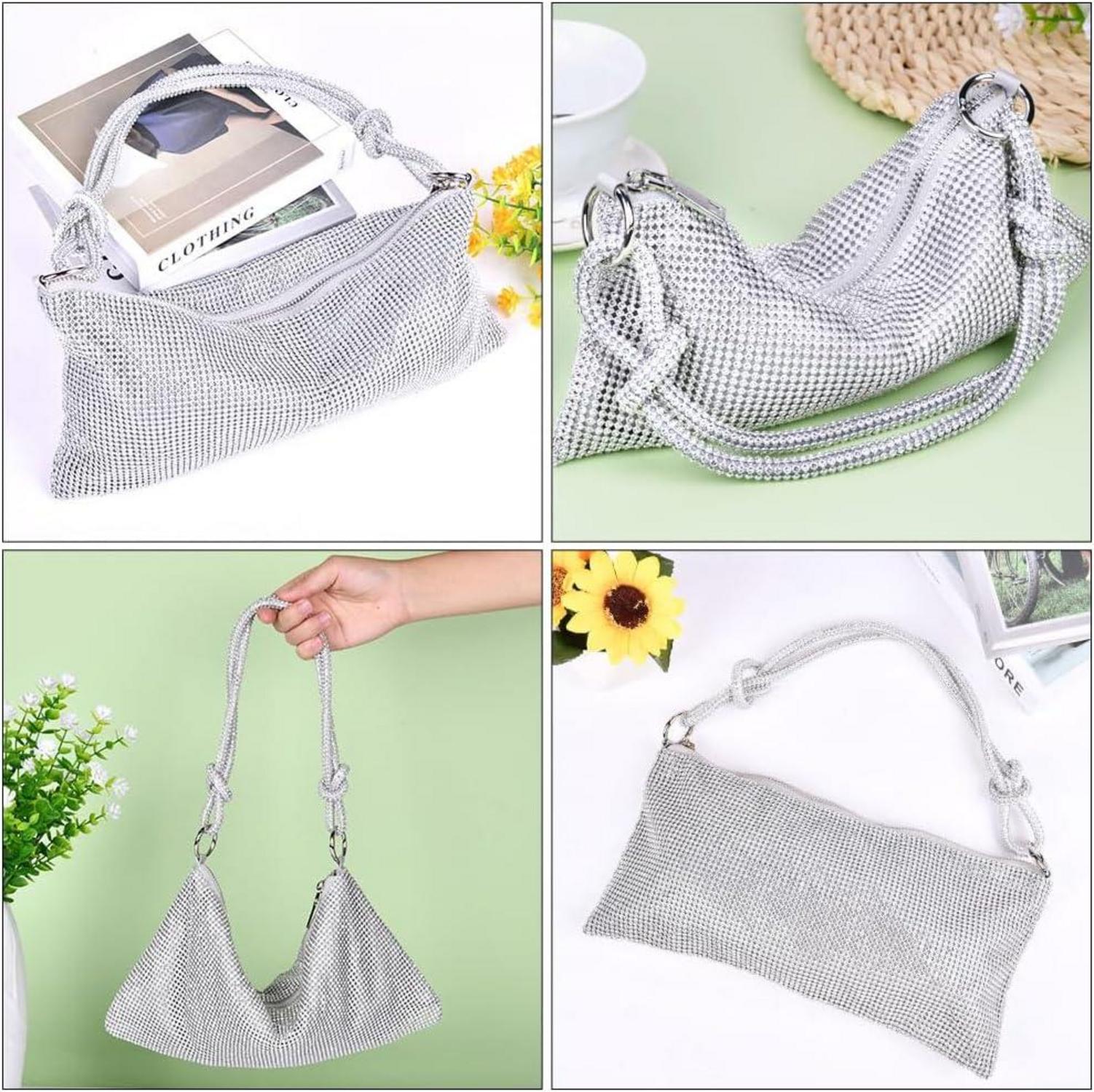 Damen Clutch Glitzer Strass Abendtasche Umhängetasche Kristall Hochzeit Party