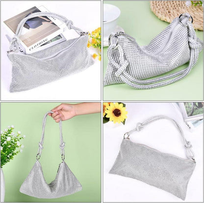 Damen Clutch Glitzer Strass Abendtasche Umhängetasche Kristall Hochzeit Party