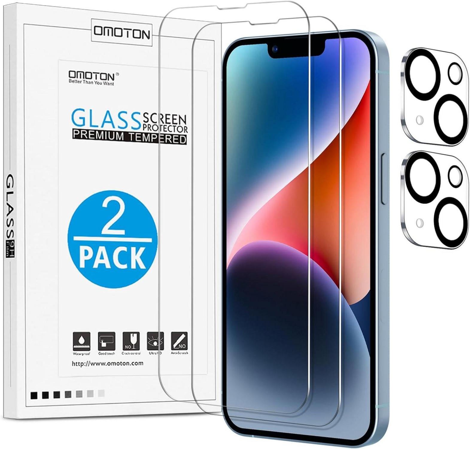 Panzer Schutzglas für iPhone 14, 2+2