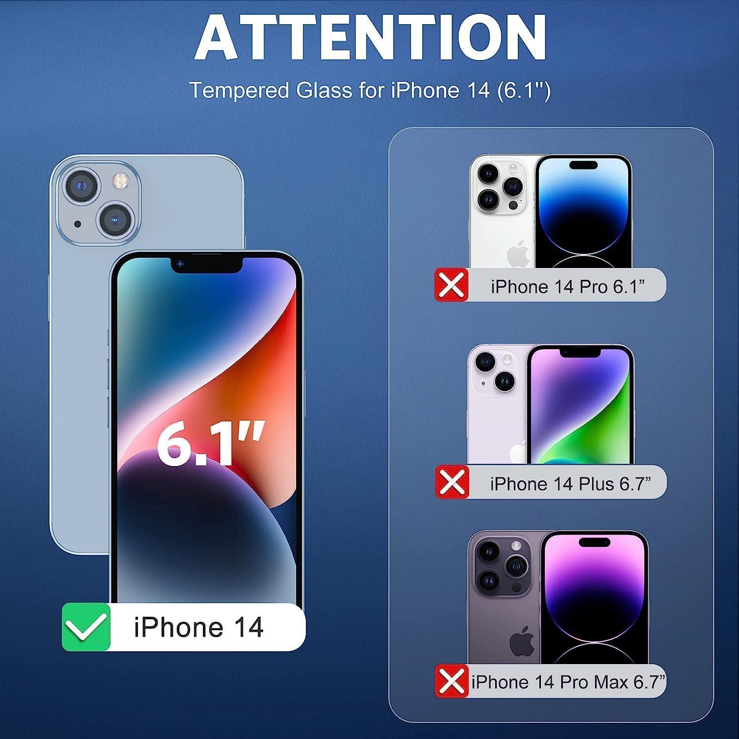 Panzer Schutzglas für iPhone 14, 2+2