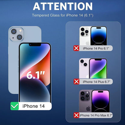 Panzer Schutzglas für iPhone 14, 2+2