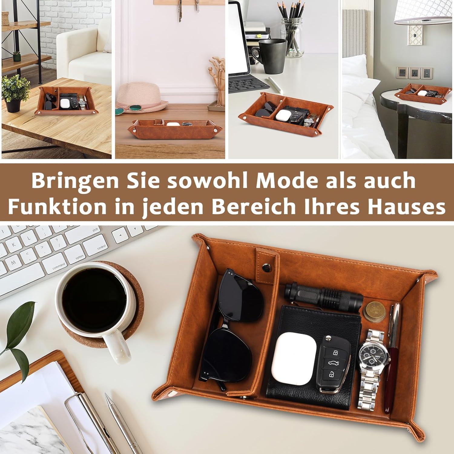 Schreibtisch Organizer Leder Ablage Tablett Geschenk Vater Weihnachten