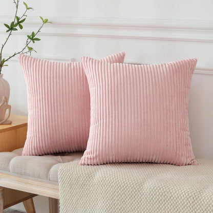 2x Cord Kissenbezug 50x50cm Rosa - Dekokissen für Sofa