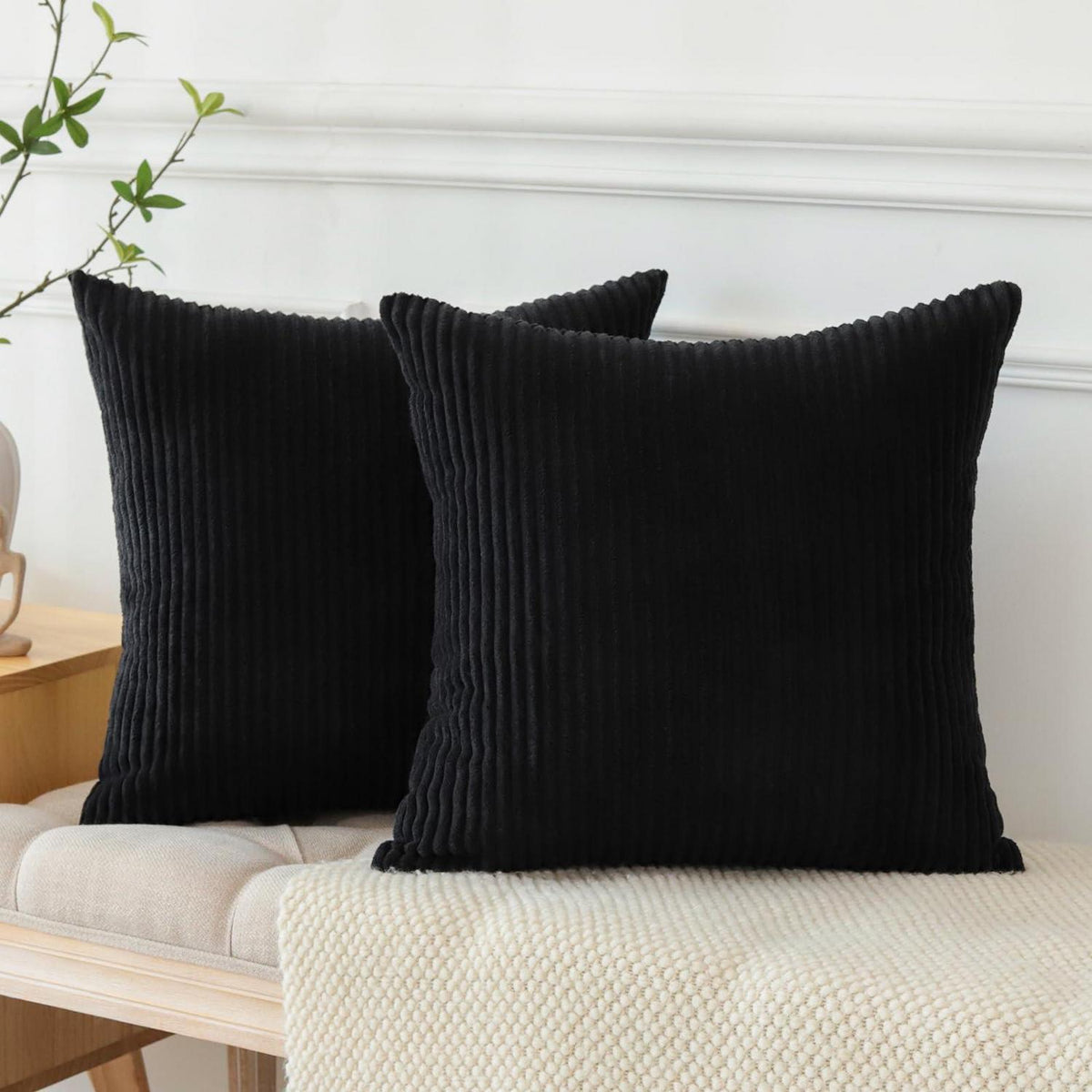 Cord Kissenbezüge 40x40 cm - 2er Set Schwarz