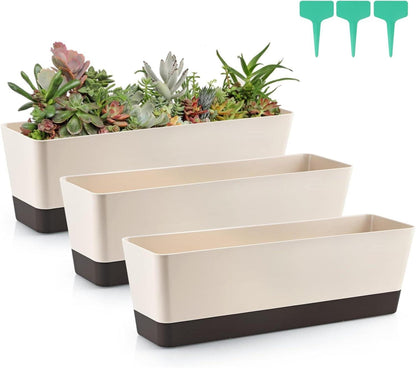 Rechteckiger Blumenkasten 3 Stück 42,4 cm Kunststoff Sukkulenten