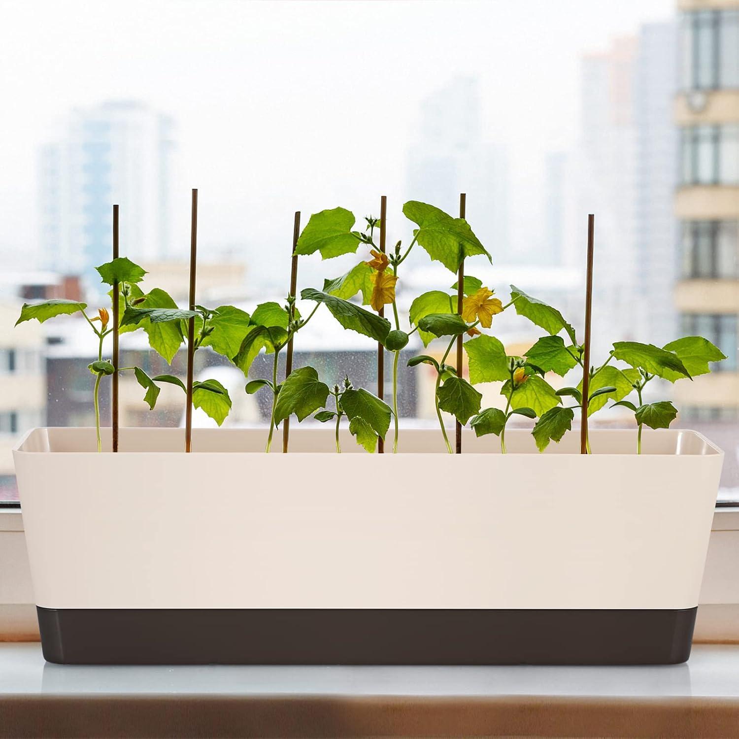 3er Set rechteckige Blumenkästen 42,4 cm Kunststoff Gärtner Außenbereich