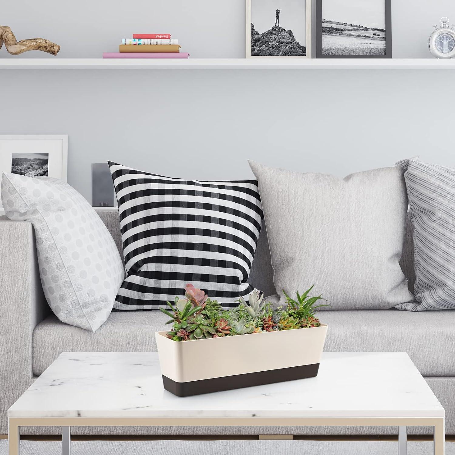 3er Set rechteckige Blumenkästen 42,4 cm Kunststoff für Sukkulenten