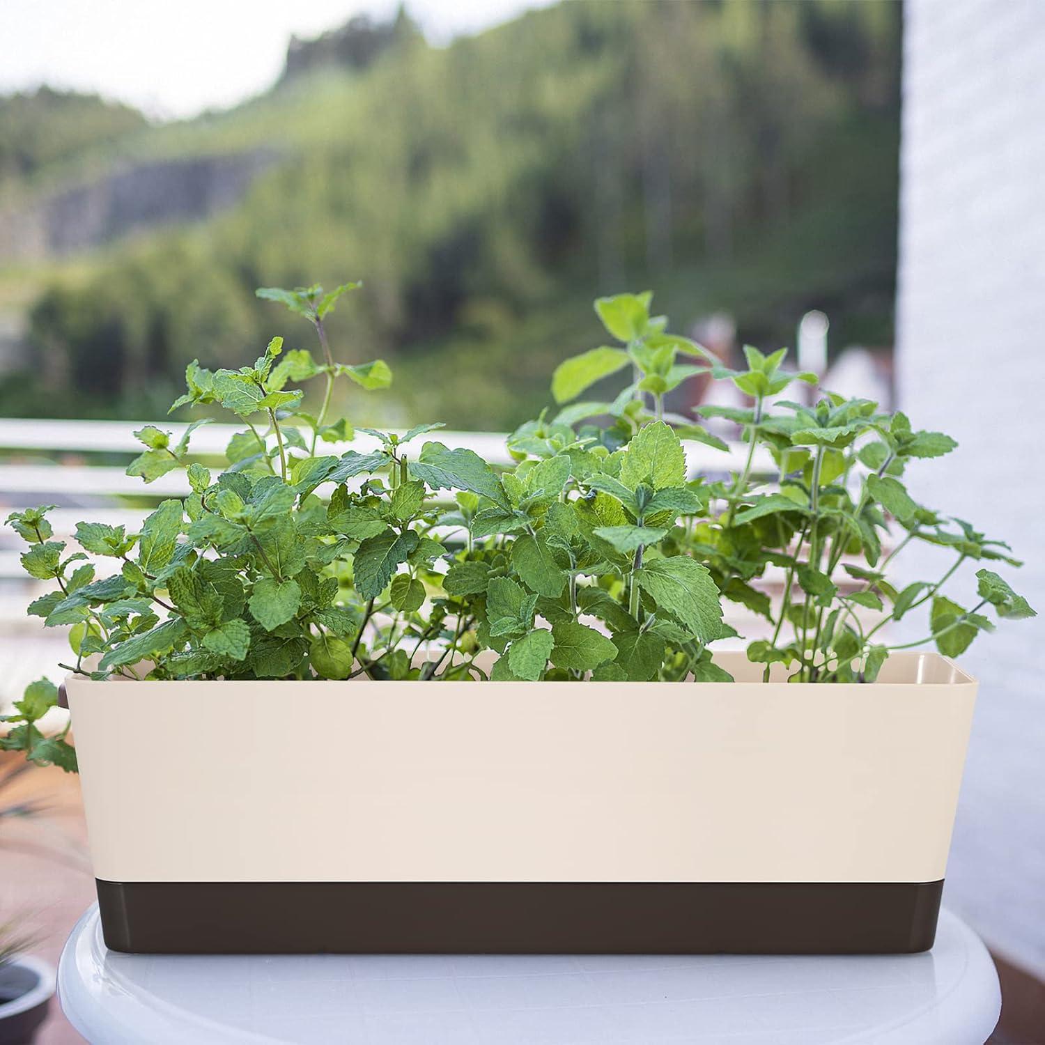 3er Set rechteckige Blumenkästen 42,4 cm Kunststoff Gärtner Außenbereich