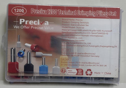 Aderendhülsen Set 0.5mm²-16mm² 1200 Stück Isolierte Zwillinge und Einzeilige Aderendhülsen Sortiment Box