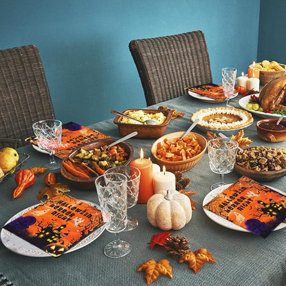 Halloween Servietten Herbst Geburtstag Tischdeko 40Stück Gruselig Orange