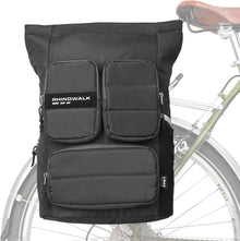 Fahrrad Gepäckträgertasche 25L Schwarz mit Regenschutz & Schultergurt