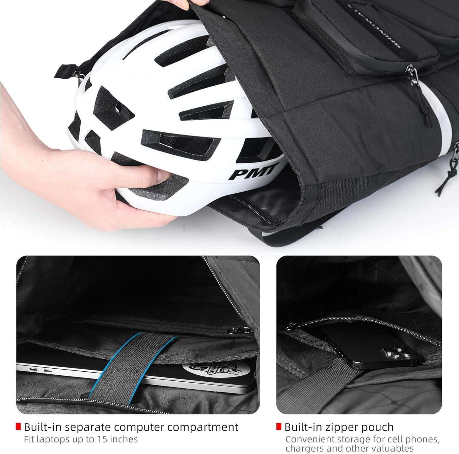 Fahrrad Gepäckträgertasche 25L Schwarz mit Regenschutz