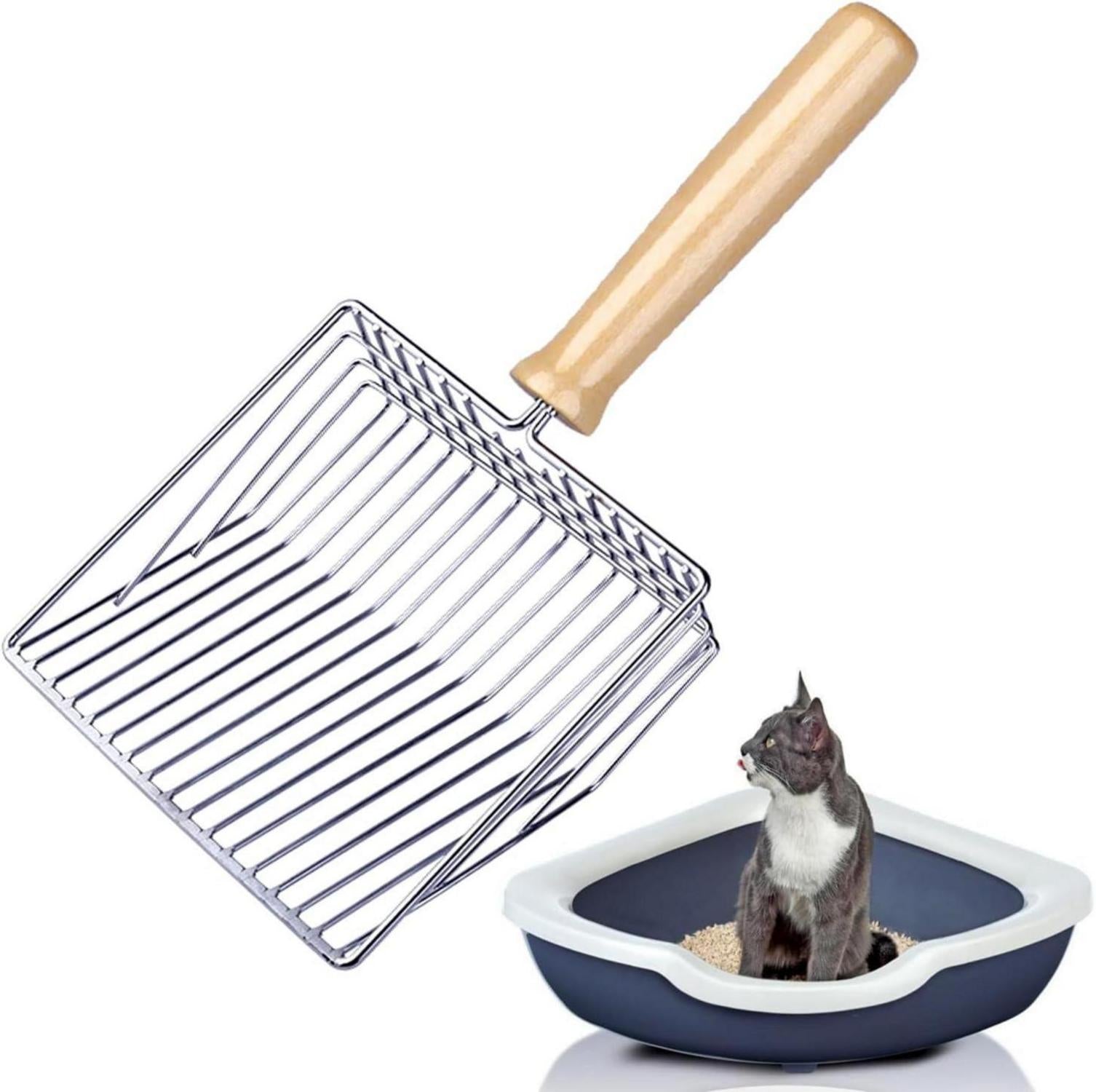Katzenstreuschaufel Metall Holzgriff Lochabstand 7mm 28cm