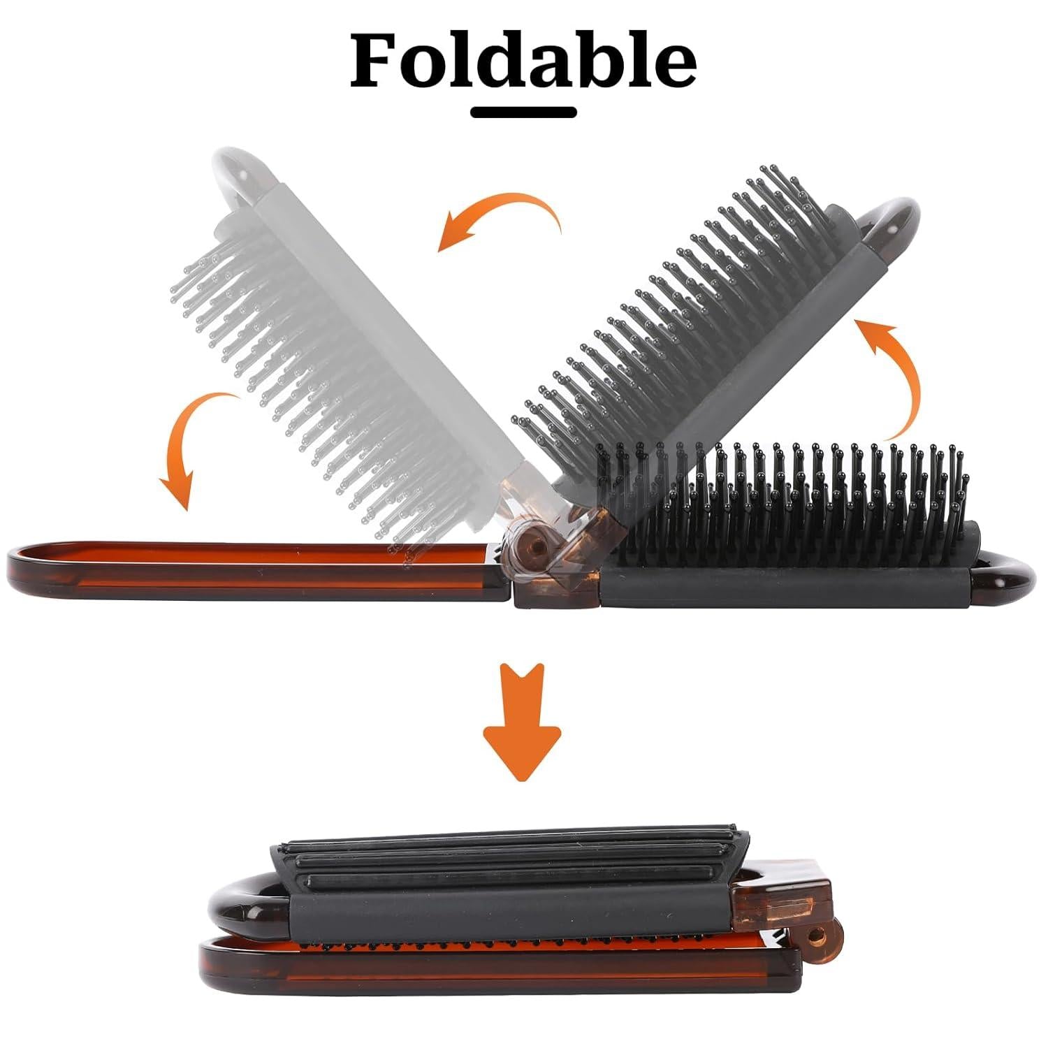 2er Set Faltbare Haarbürste mit Spiegel - Tragbare Mini Pocket