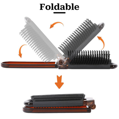 2er Set Faltbare Haarbürste mit Spiegel - Tragbare Mini Pocket