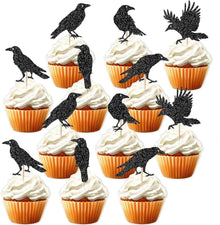 Halloween Cupcake Toppers Set Krähen Party Kuchendeko 12 Stück