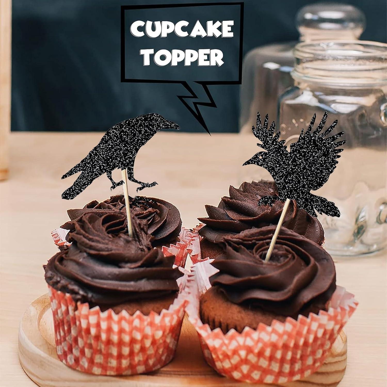 Halloween Cupcake Toppers Set Krähen Party Kuchendeko 12 Stück