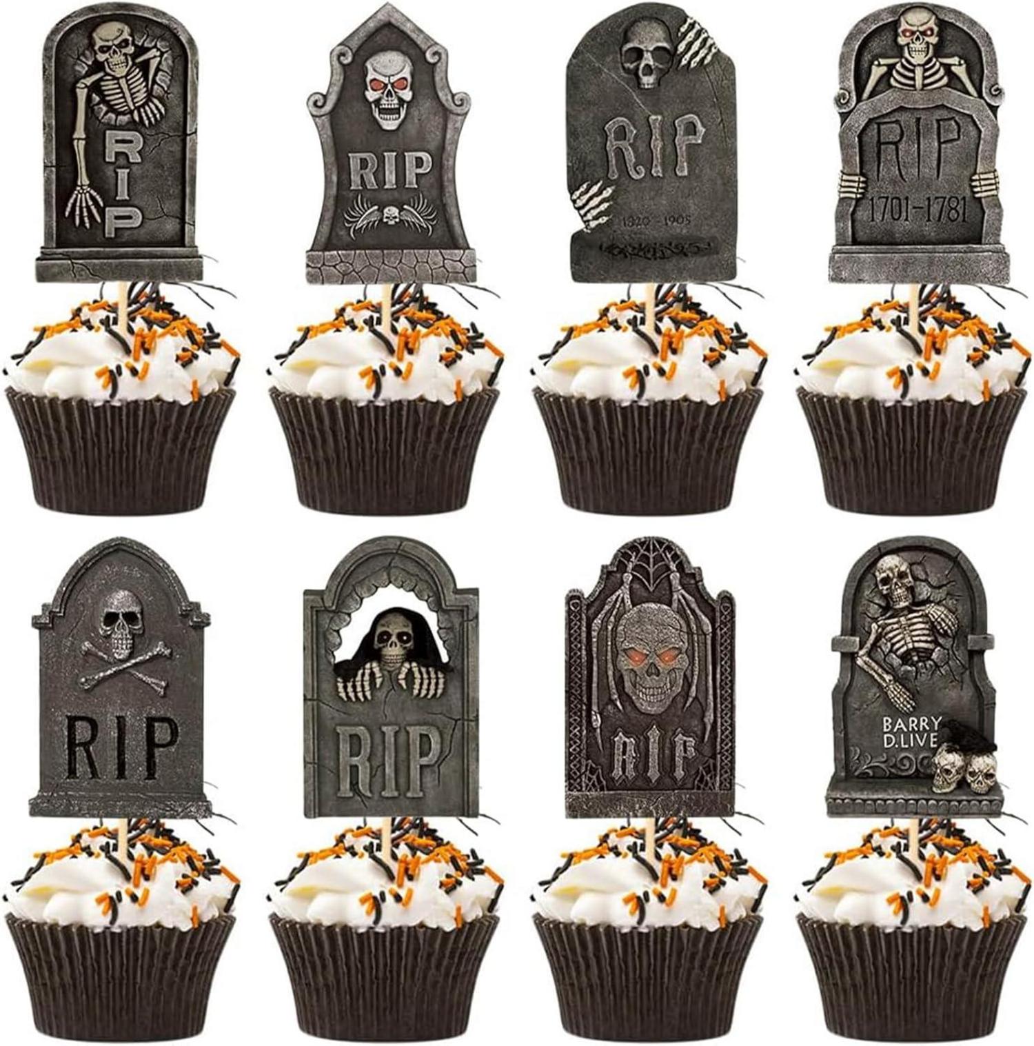 Halloween Cupcake Topper Grabsteinmuster 8 Stück Halloween Deko