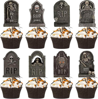 Halloween Cupcake Topper Grabsteinmuster 8 Stück Halloween Deko