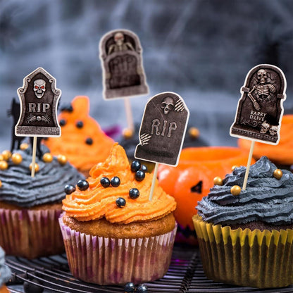 Halloween Cupcake Topper Grabsteinmuster 8 Stück Halloween Deko