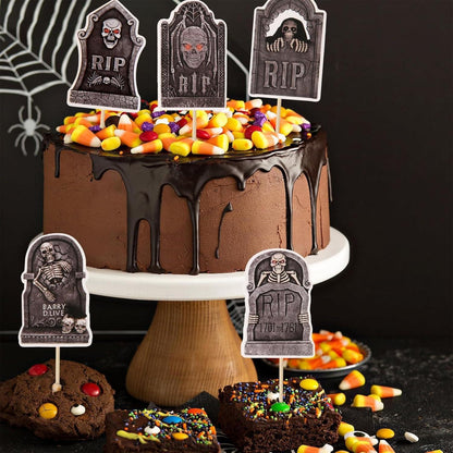 VIKY® Halloween Cupcake Topper Grabsteinmuster 8 Stück