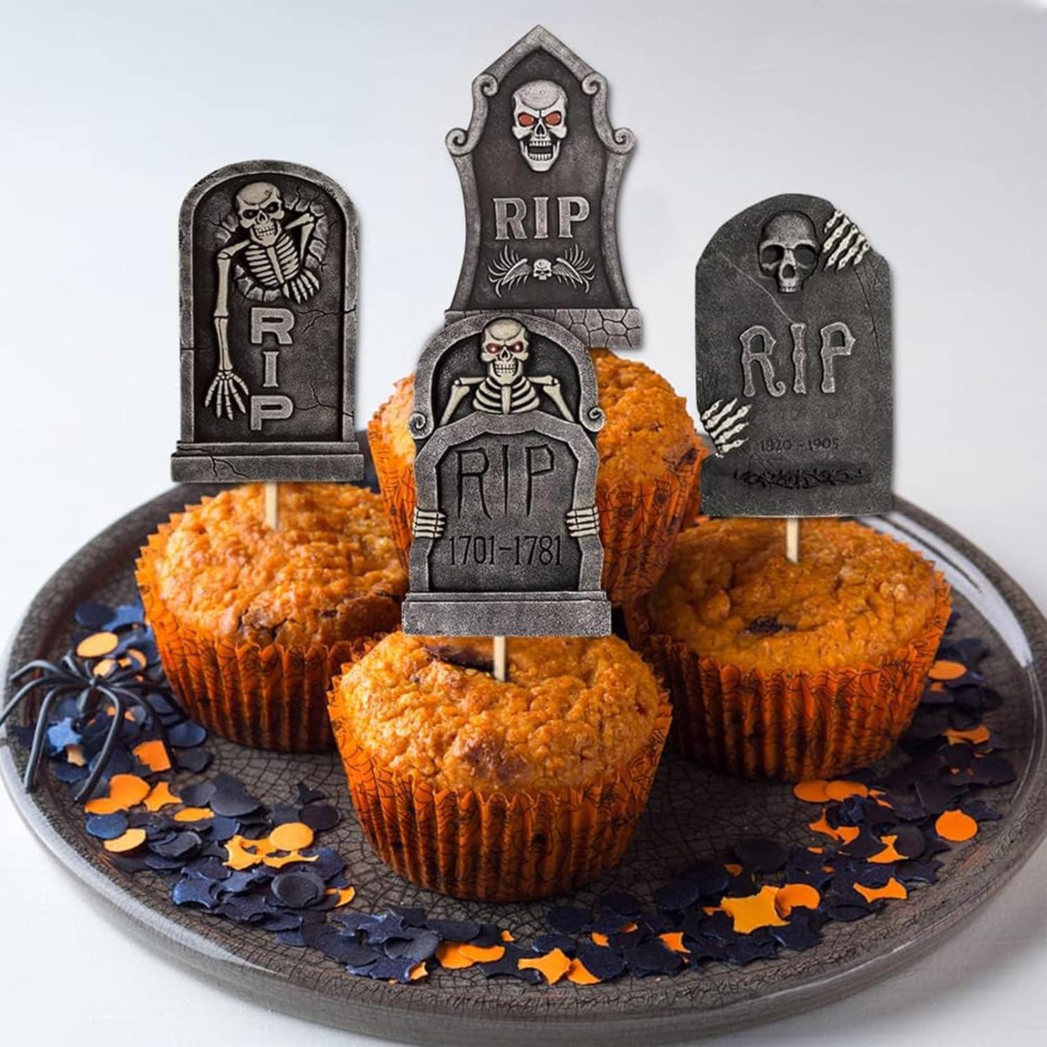 Halloween Cupcake Topper Grabstein Deko Toppers 8 Stk. Horror Party