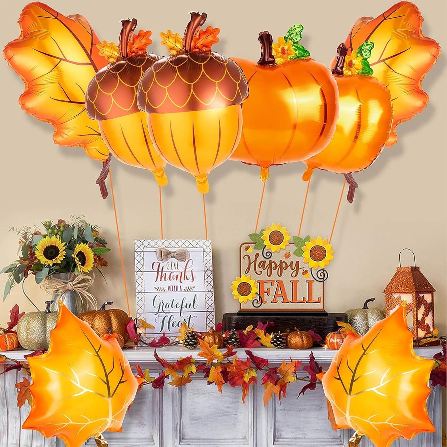 VIKY® Herbst Deko Ballon Set Ahornblatt Kürbis Tannenzapfen Luftballons