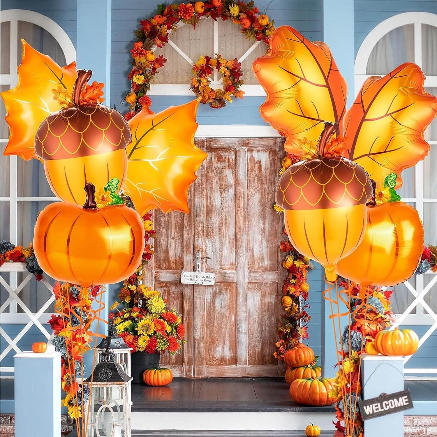 Thanksgiving Deko Luftballon Set Kürbis Ahornblatt Herbst Party