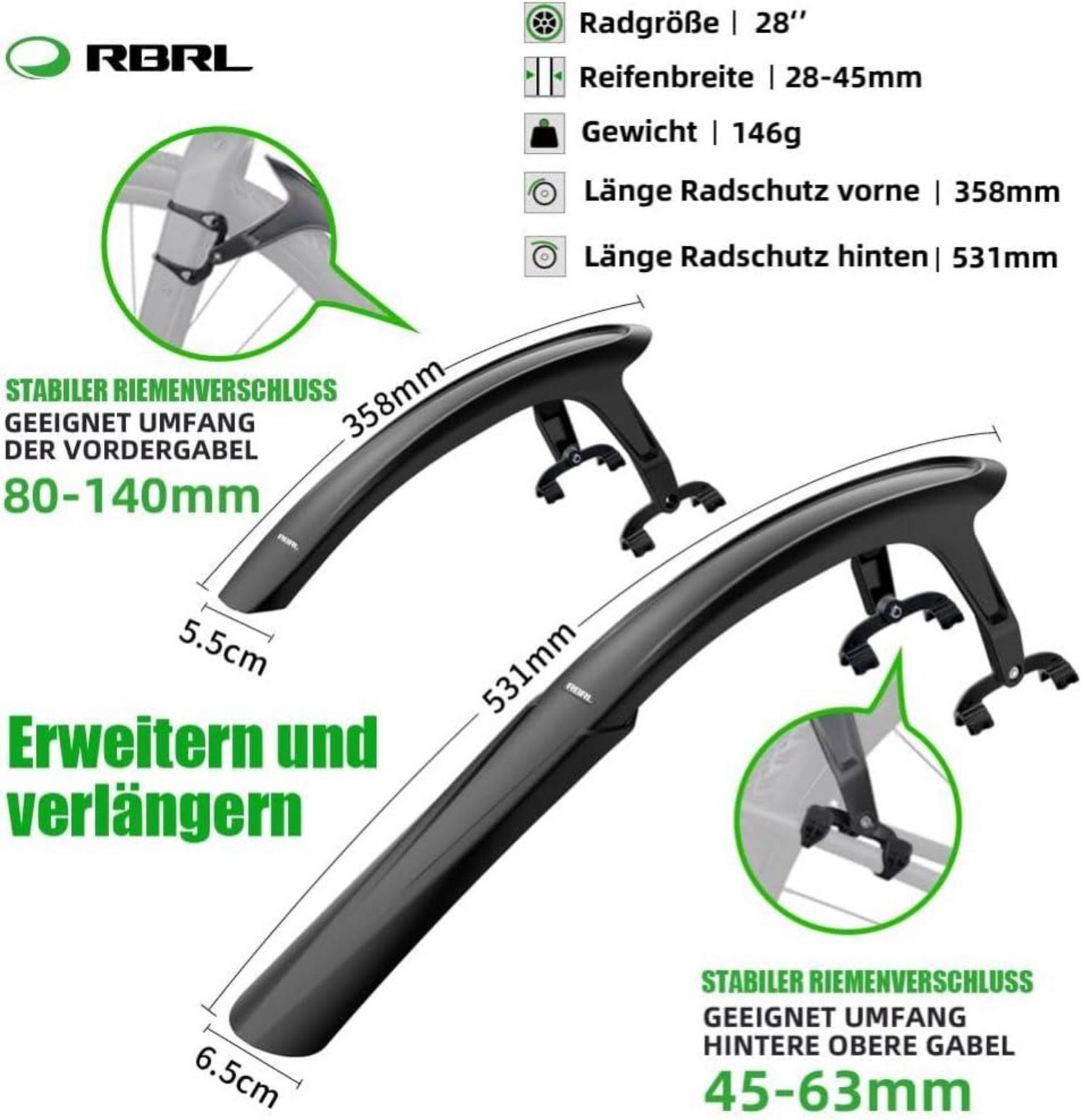 RBRL Fahrrad Schutzblech Set 28 Zoll Verstellbarer Mudguard