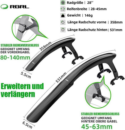 RBRL Fahrrad Schutzblech Set 28 Zoll Verstellbarer Mudguard