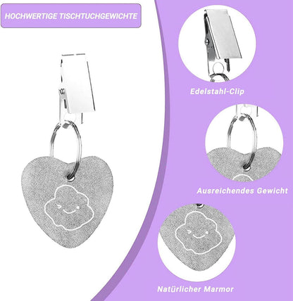 Tischdeckenbeschwerer Naturstein mit Klammer, 8er Set