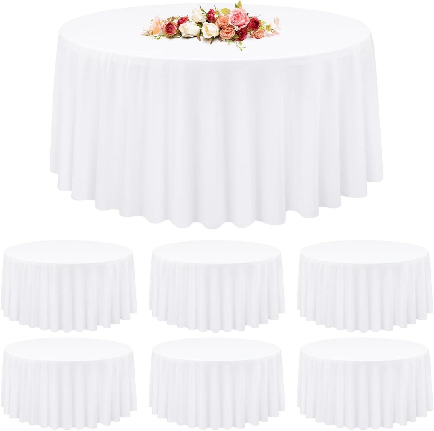 Weiße Runde Tischdecken 6er Pack Polyester 305 cm für Hochzeiten