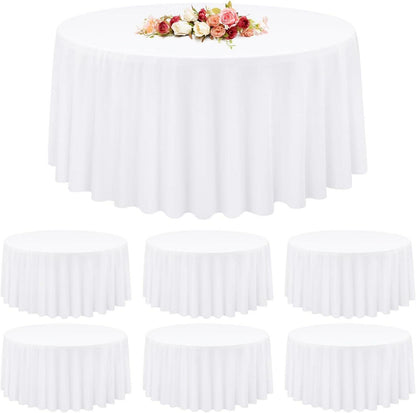Weiße Runde Tischdecken 6er Pack Polyester 305 cm für Hochzeiten