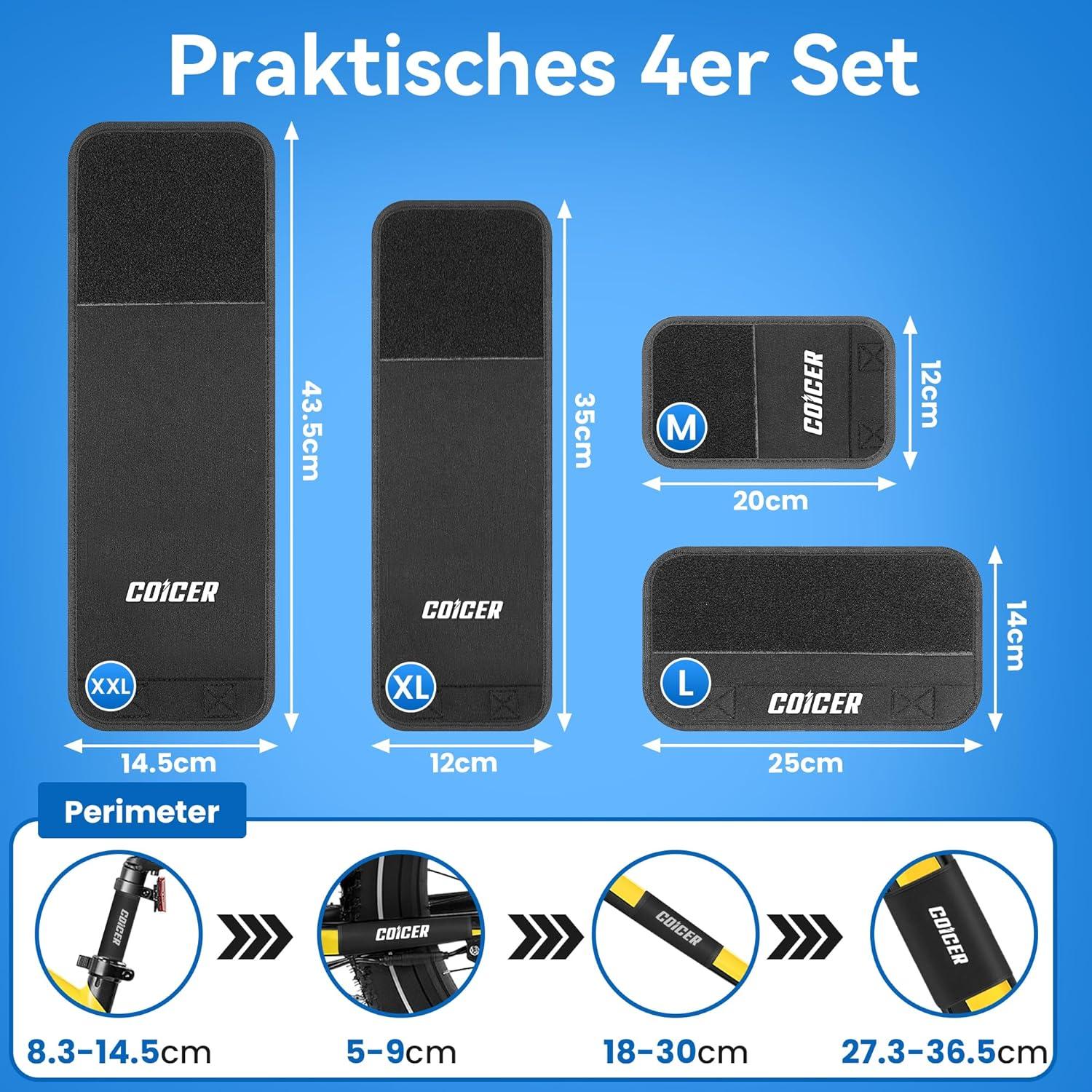 COICER Fahrrad Rahmenschutz Set | Transport Zubehör für E-Bikes & Fahrradträger