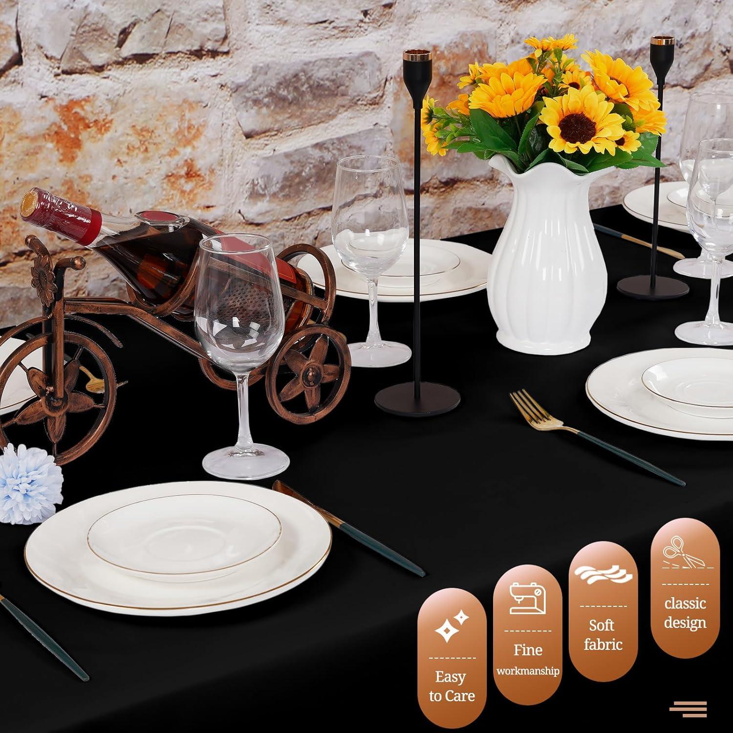 6er-Pack Schwarze Tischdecken 153x320 cm Polyestergewebe Party Hochzeit Halloween