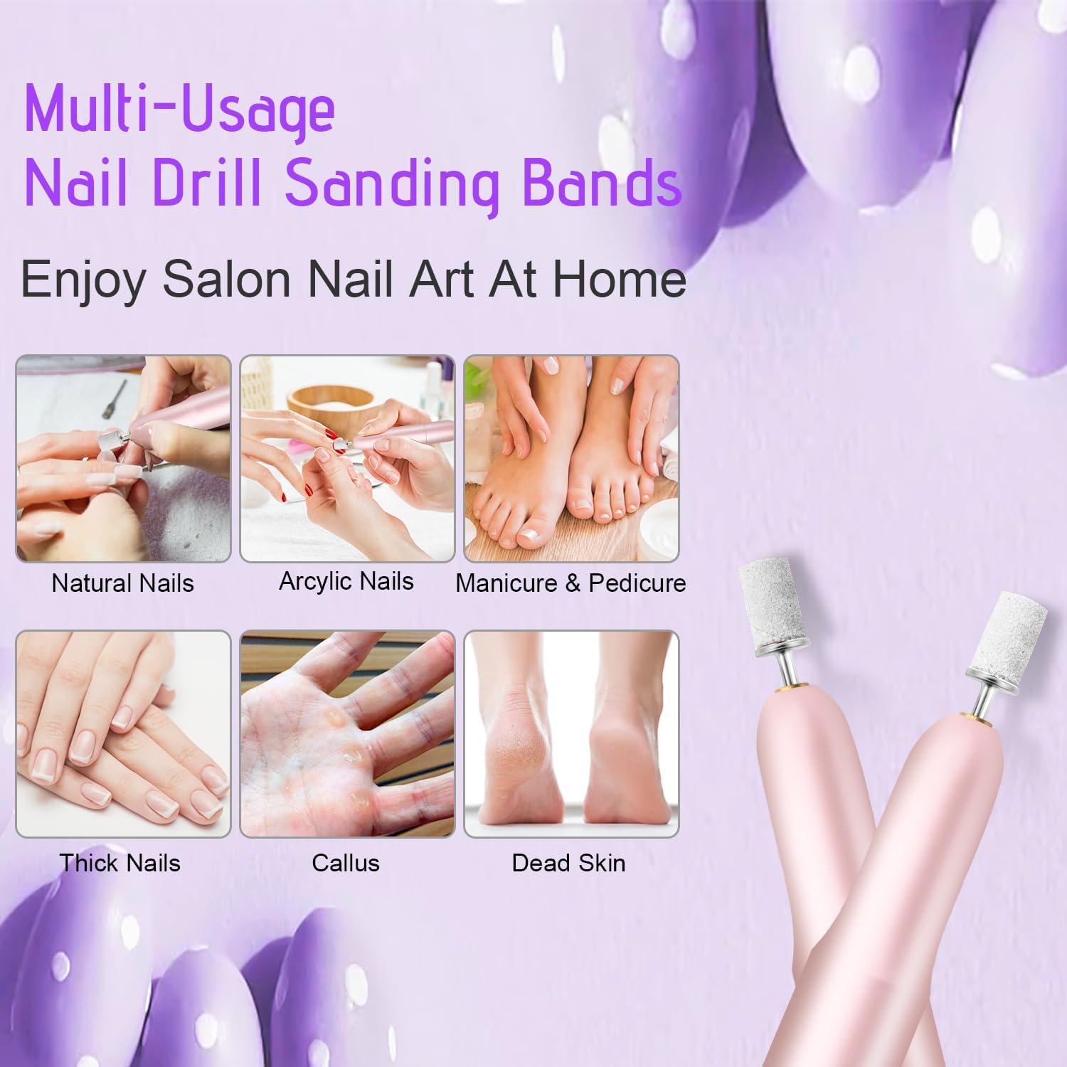 180er Schleifhülsen Nagelfräser, 100 Stück Schleifkappen Weiß mit 2.35 mm Nagelschleifbit